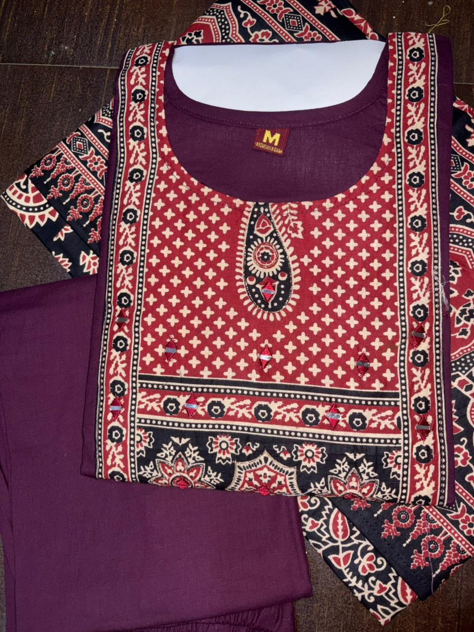 Purple Color Elegant Kurta Pant with dupatta 100% Cotton