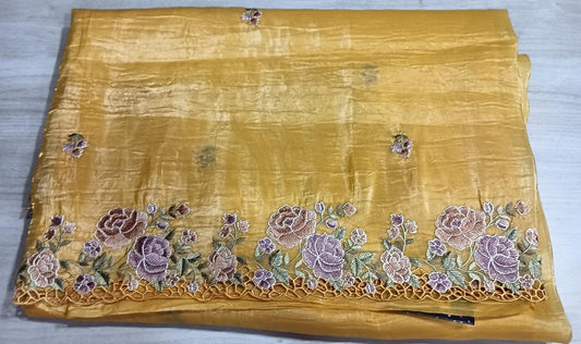 Beautiful Pure Banaras Crush Sarees with embroidery