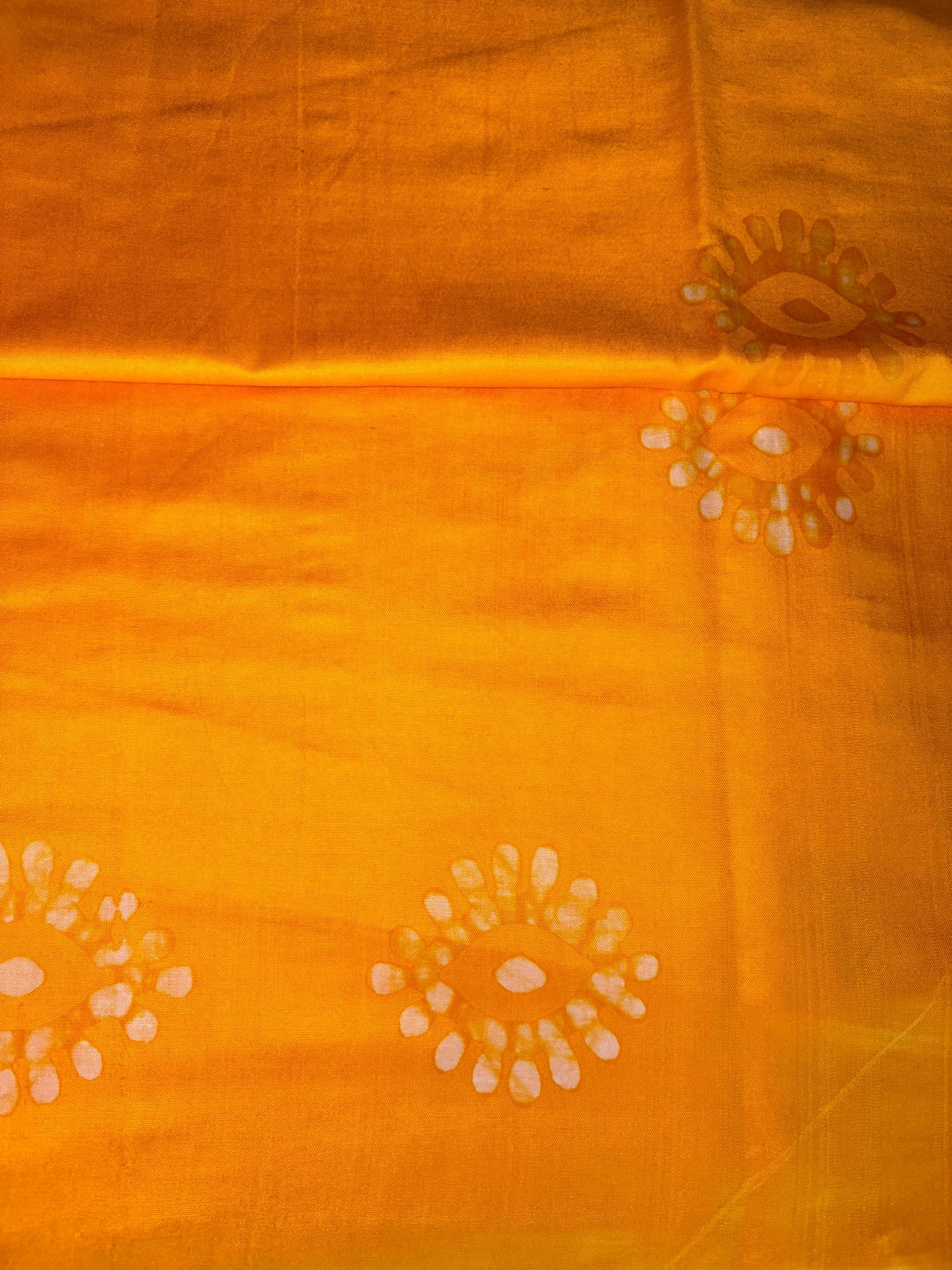Batik Print Saree Semi Tussar Yellow