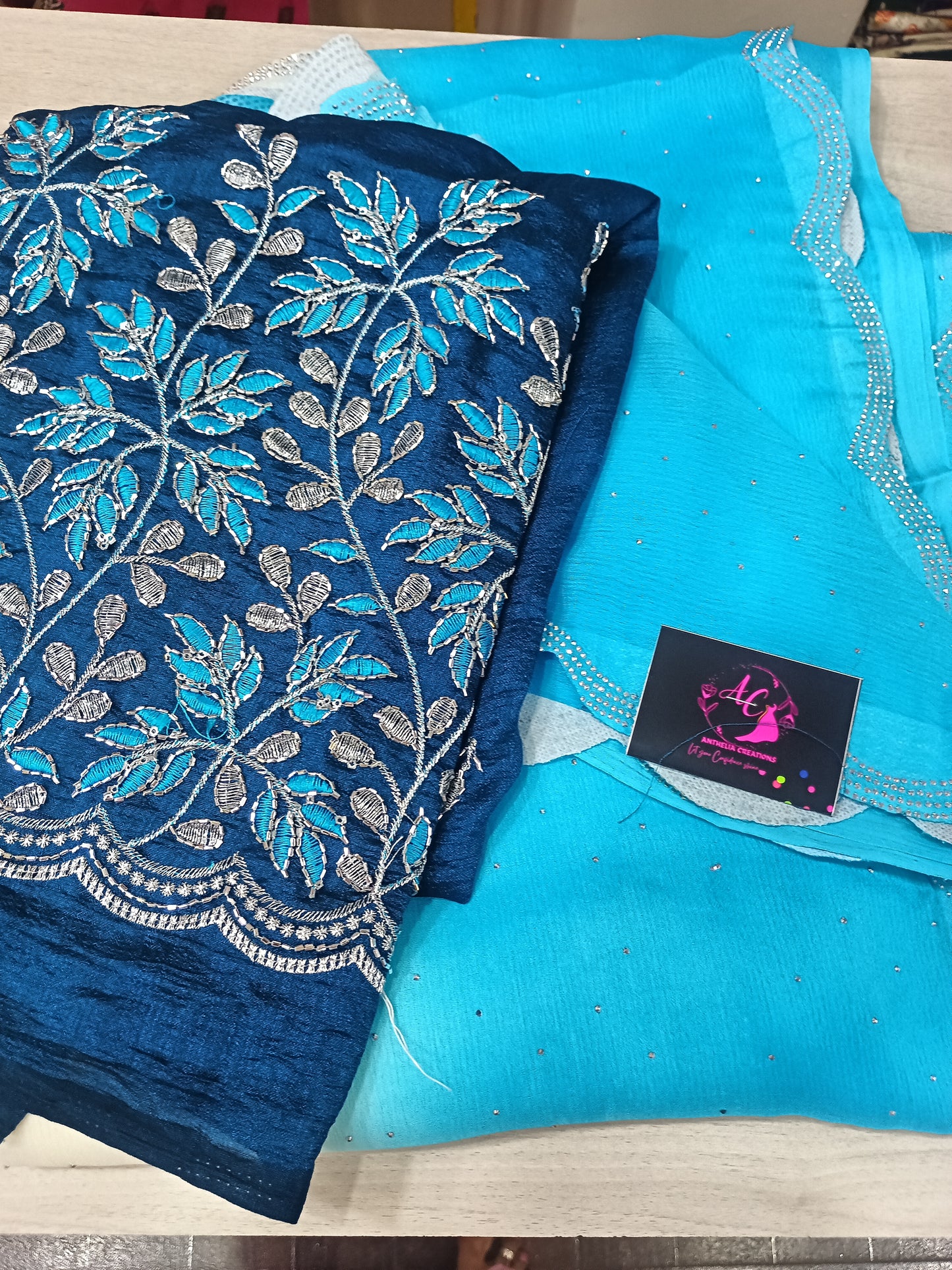 Dual Tone Sirowski work Saree