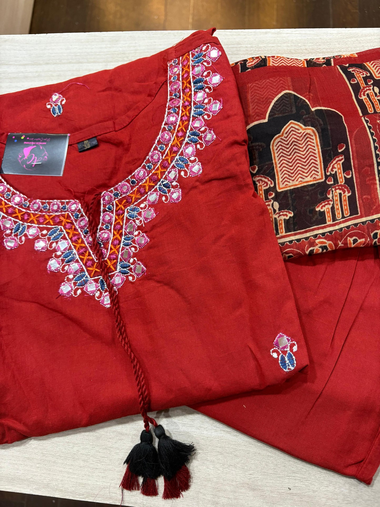 100% Mul Cotton Embroidered Suit