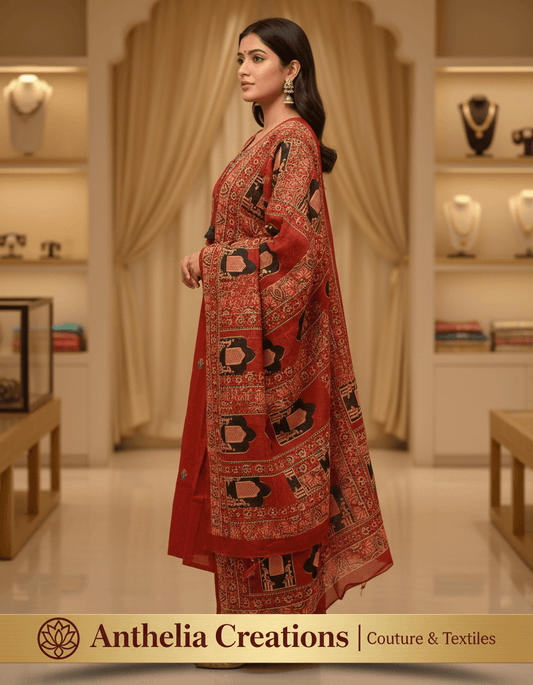 100% Mul Cotton Embroidered Suit