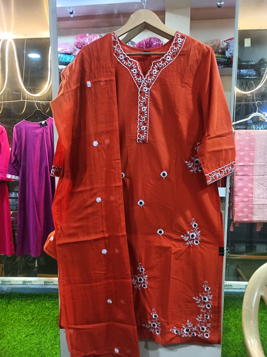 Elegant Kurta Pant with dupatta 100% Cotton