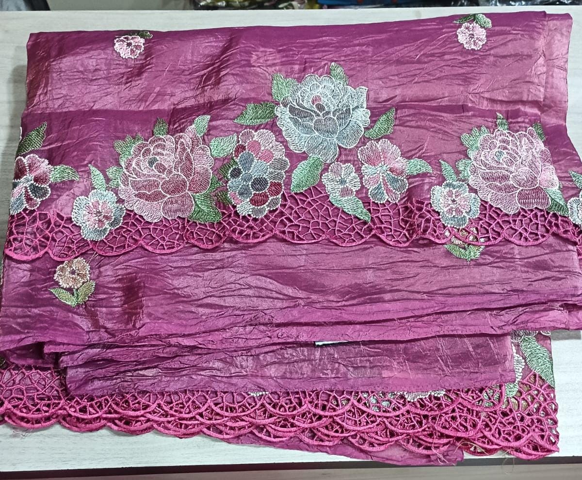 Beautiful Pure Banaras Crush Sarees with embroidery