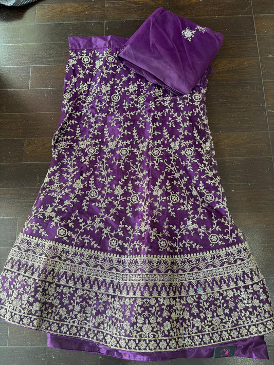 Purple Embroidered Bridal Lehenga Set