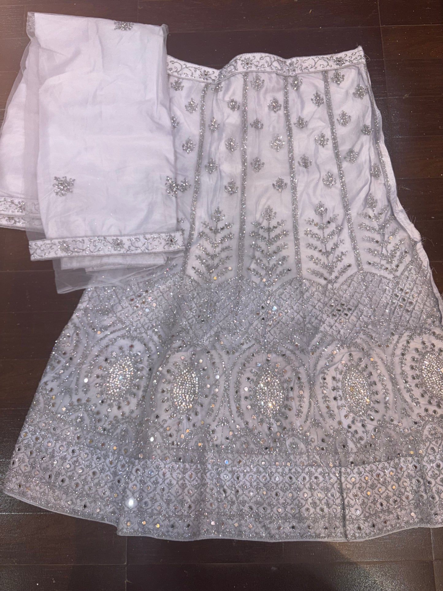 Light Lavender Embroidered Bridal Lehenga Set1
