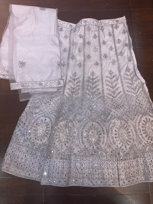 Light Lavender Embroidered Bridal Lehenga Set1
