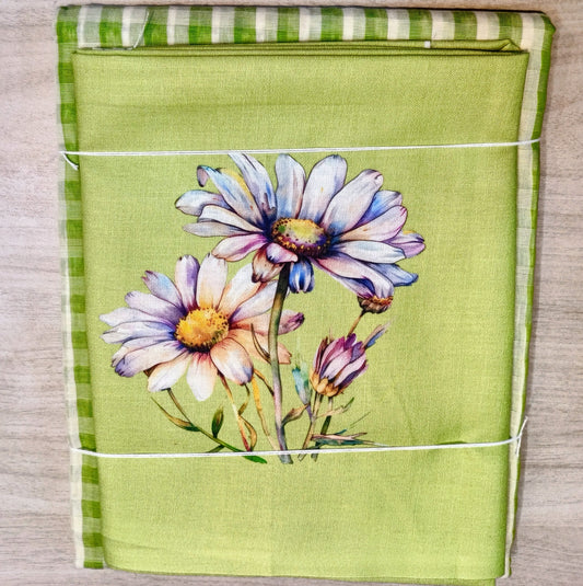 Mangalagiri Pure Cotton Saree with Traditional Checkered Pattern Light Green