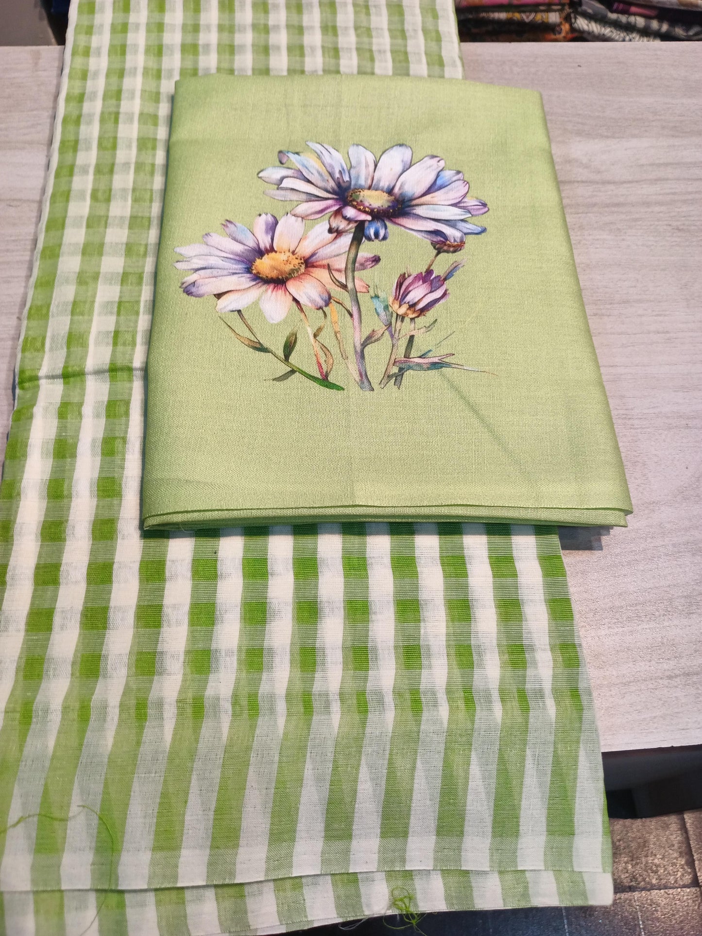 Mangalagiri Pure Cotton Saree Light Green