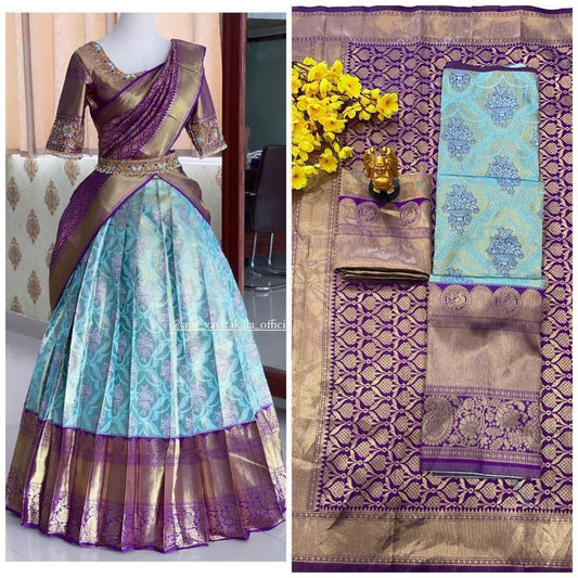 Kanjiveram Silk Zari Lehenga With Blouse Along With Banarasi Silk Dupatta