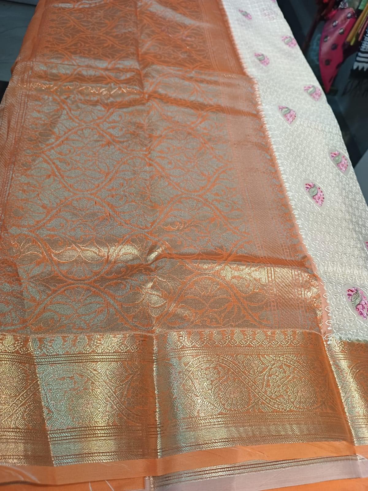 Pure Kanjivaram Pattu Saree with Embroidery