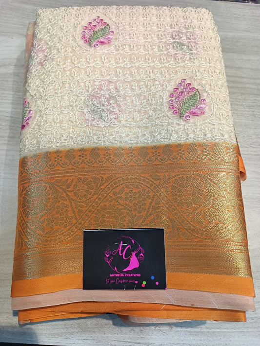 Pure Kanjivaram Pattu Saree with Embroidery