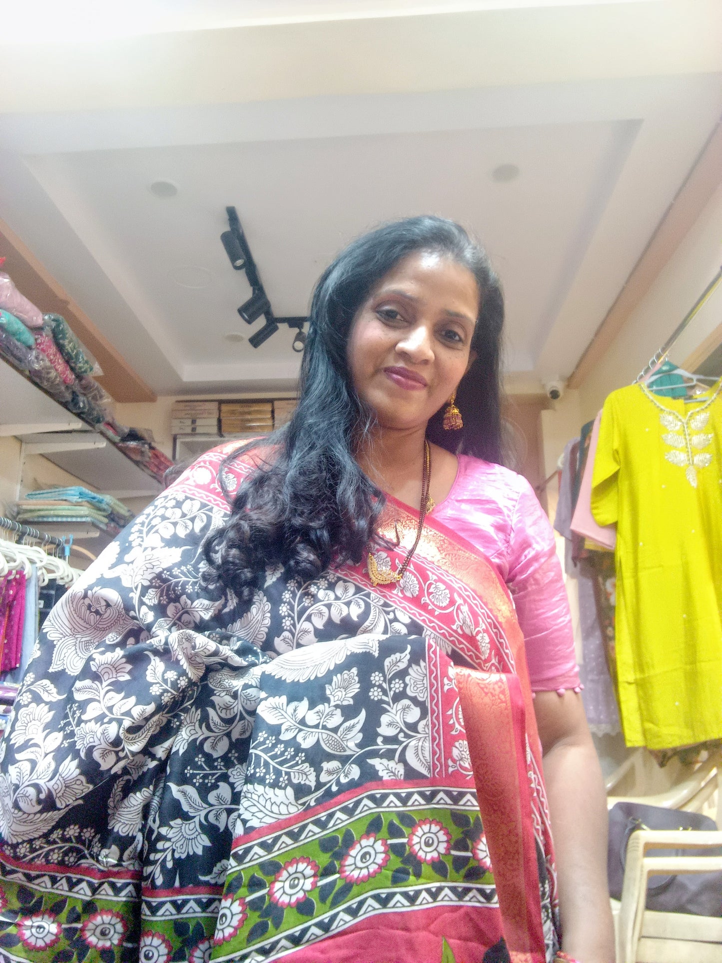 Maheshwari Silk Saree with Kalamkari Prints