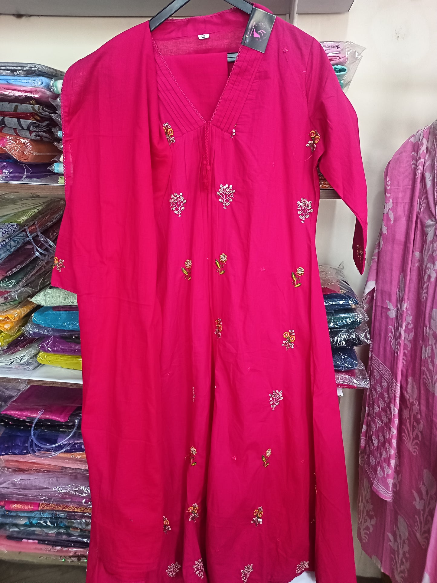 Elegant Pink Kurta Pant with dupatta 100% Cotton