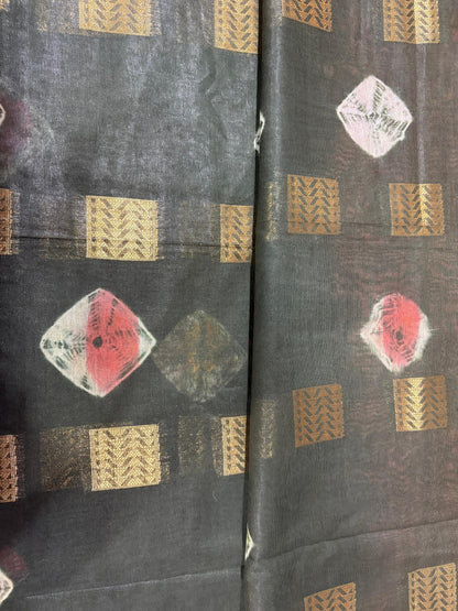 Semi Tussar Silk Saree with Traditional Batik Print | Elegant Ethnic Wear for Women Dual Shade
