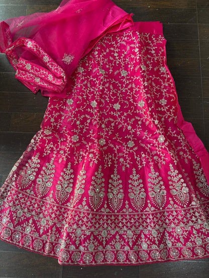 Pink Embroidered Bridal Lehenga Set