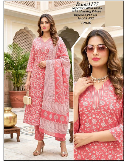 Maroon Color Elegant Kurta Pant with dupatta 100% Cotton