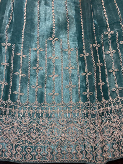 Embroidered Bridal Lehenga Set  Teal Colour