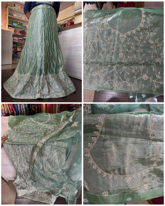 Light Green Embroidered Bridal Lehenga Set