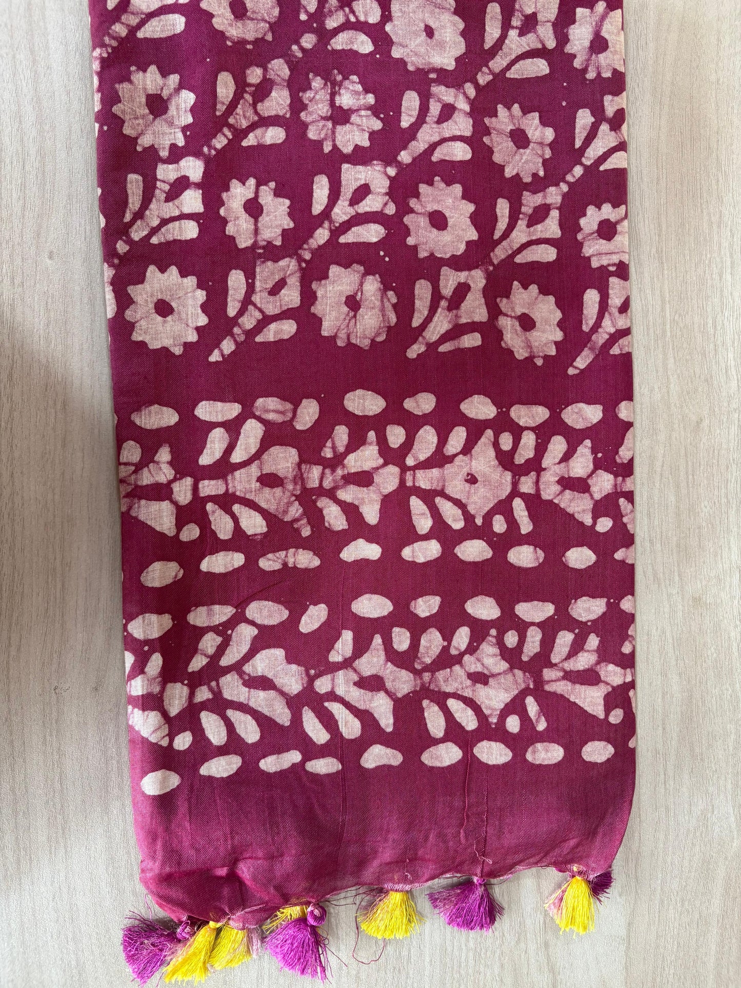 Semi Tussar Silk Saree with Traditional Batik Print | Elegant Ethnic Wear for Women Yellow Brown Dual shade