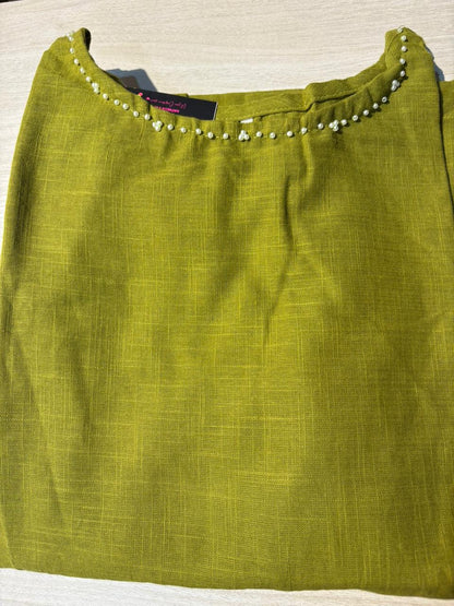 Cotton Embroidered Co ord Set Green