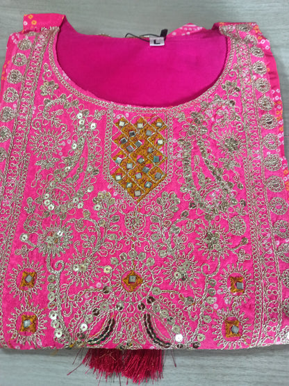 Elegant Pink Kurta Pant with dupatta Muslin Georgette