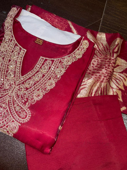 Maroon Color Elegant Kurta Pant with dupatta