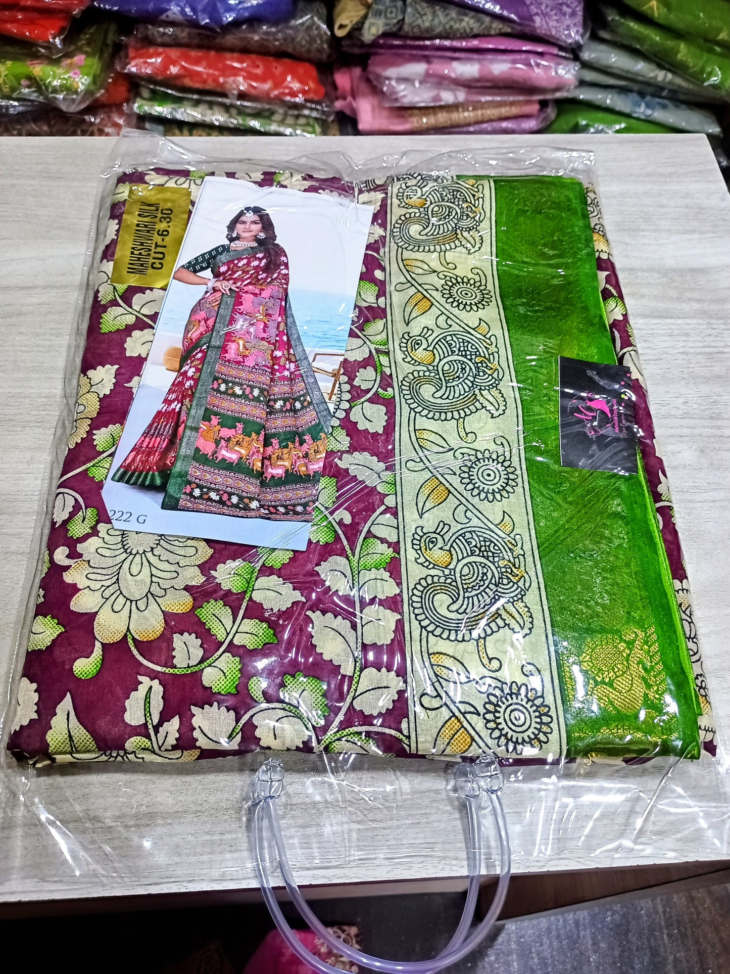 Maheshwari Silk Saree with Kalamkari Prints