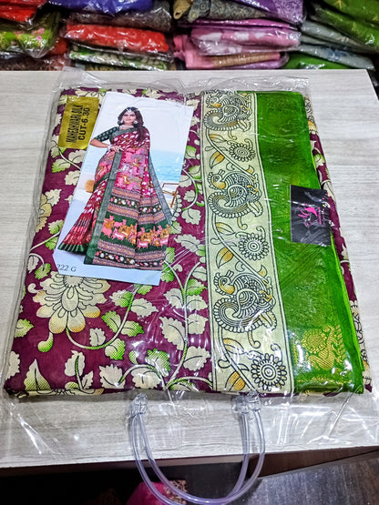 Maheshwari Silk Saree with Kalamkari Prints