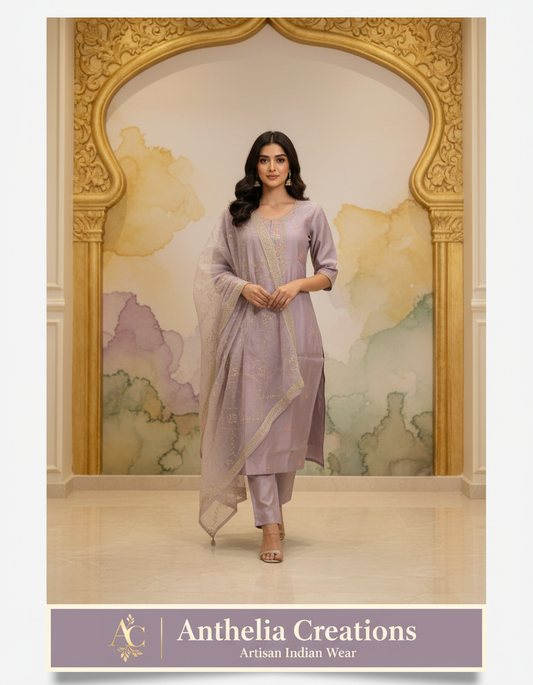 Elegant Kurta Pant with dupatta Roman Shimmer