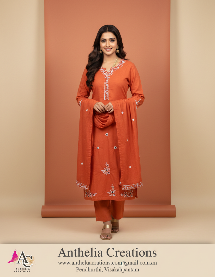 Elegant Kurta Pant with dupatta 100% Cotton