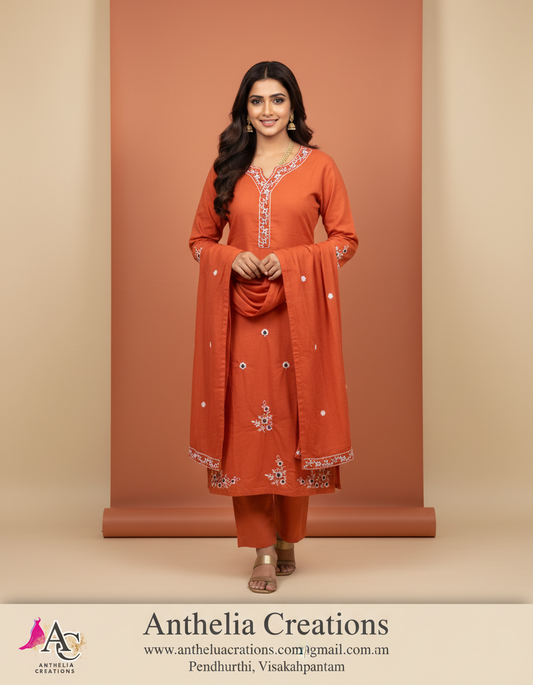 Elegant Kurta Pant with dupatta 100% Cotton