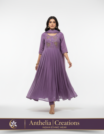 Mul Chanderi Kurta Pant Set with Dupatta