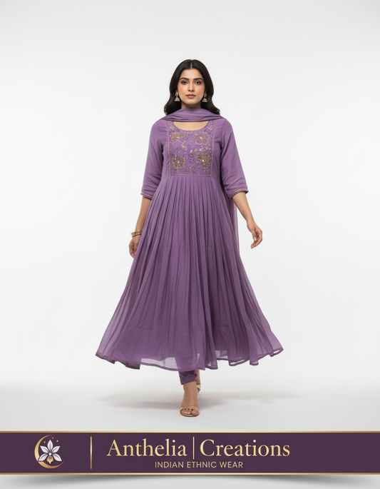 Mul Chanderi Kurta Pant Set with Dupatta