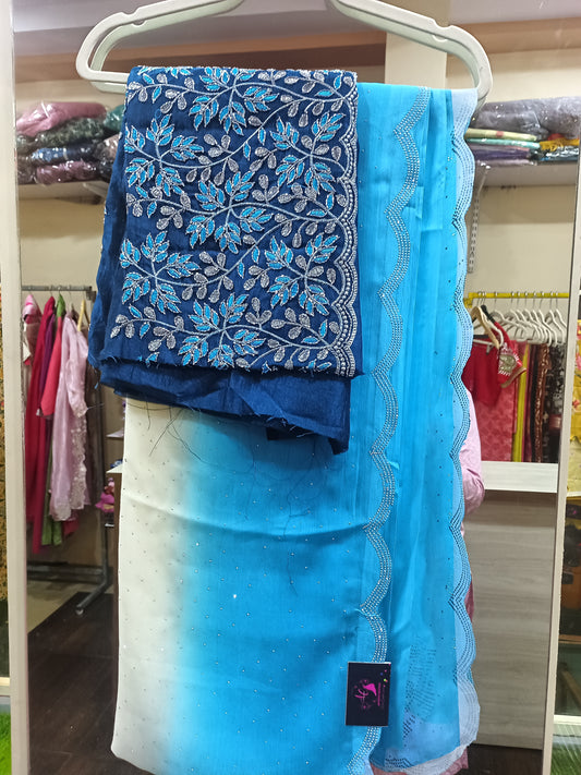 Dual Tone Sirowski work Saree