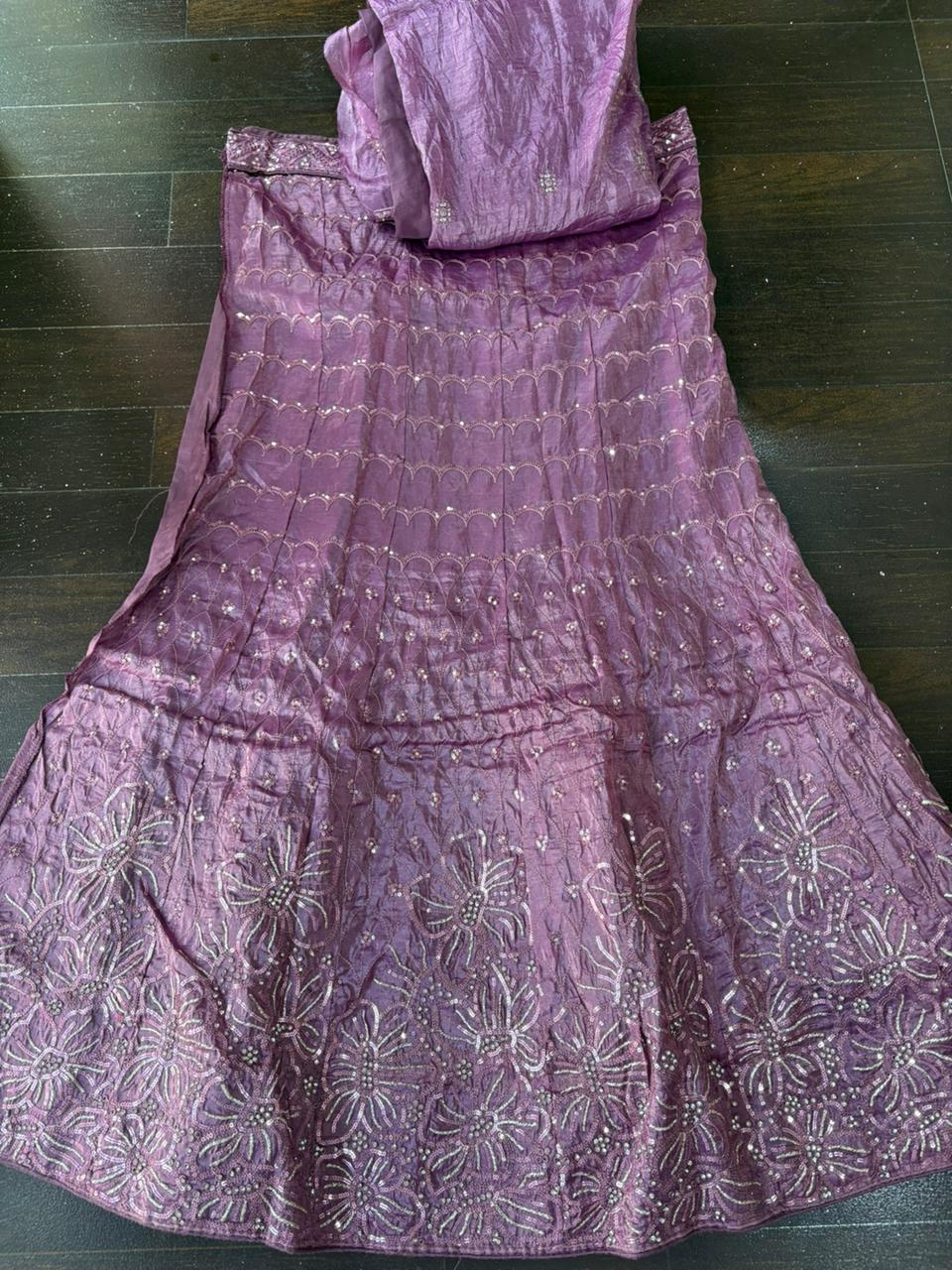 LavenderEmbroidered Bridal Lehenga Set