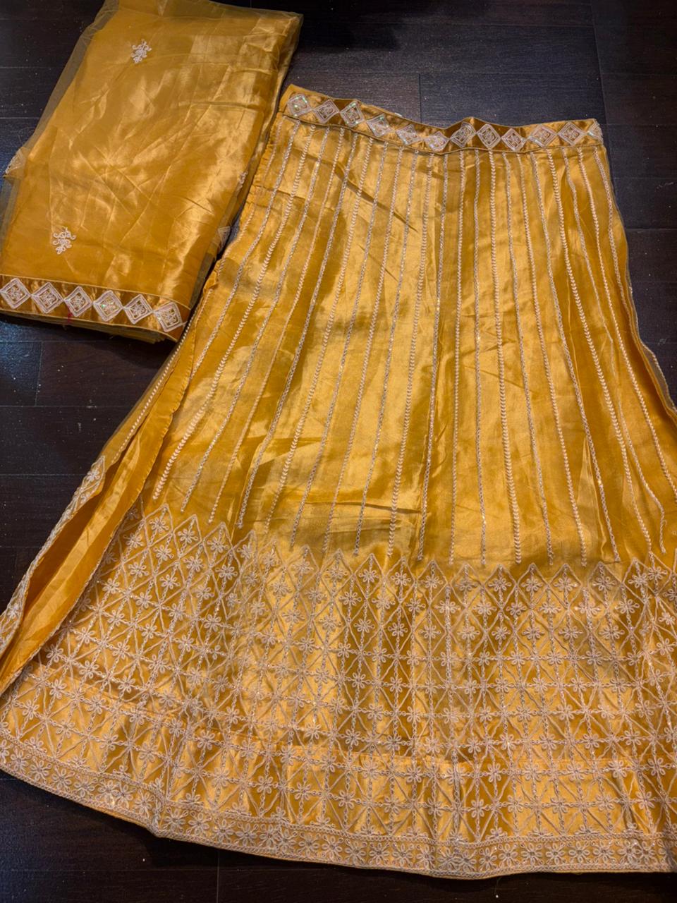 Embroidered Bridal Lehenga Set Yellow Colour