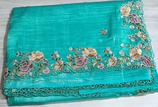 Beautiful Pure Banaras Crush Sarees with embroidery