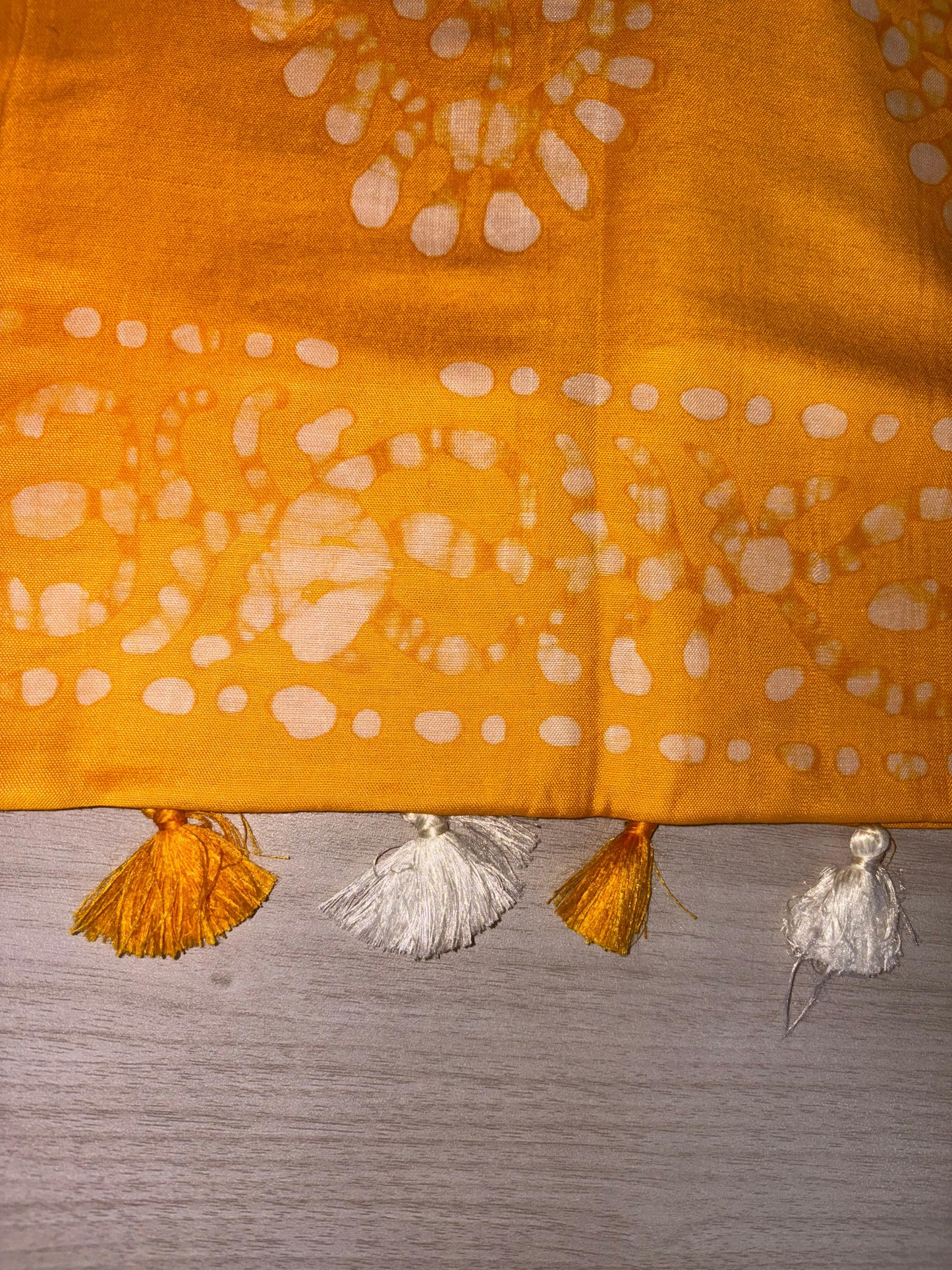 Batik Print Saree Semi Tussar Yellow