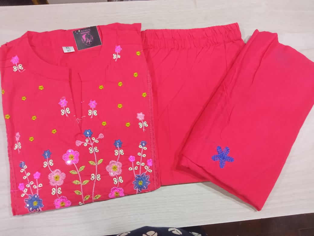 Elegant Pink Kurta Pant with dupatta 100% Cotton