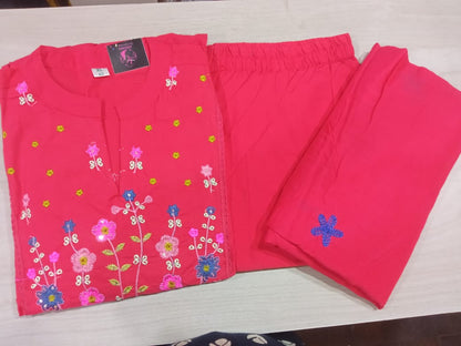 Elegant Pink Kurta Pant with dupatta 100% Cotton