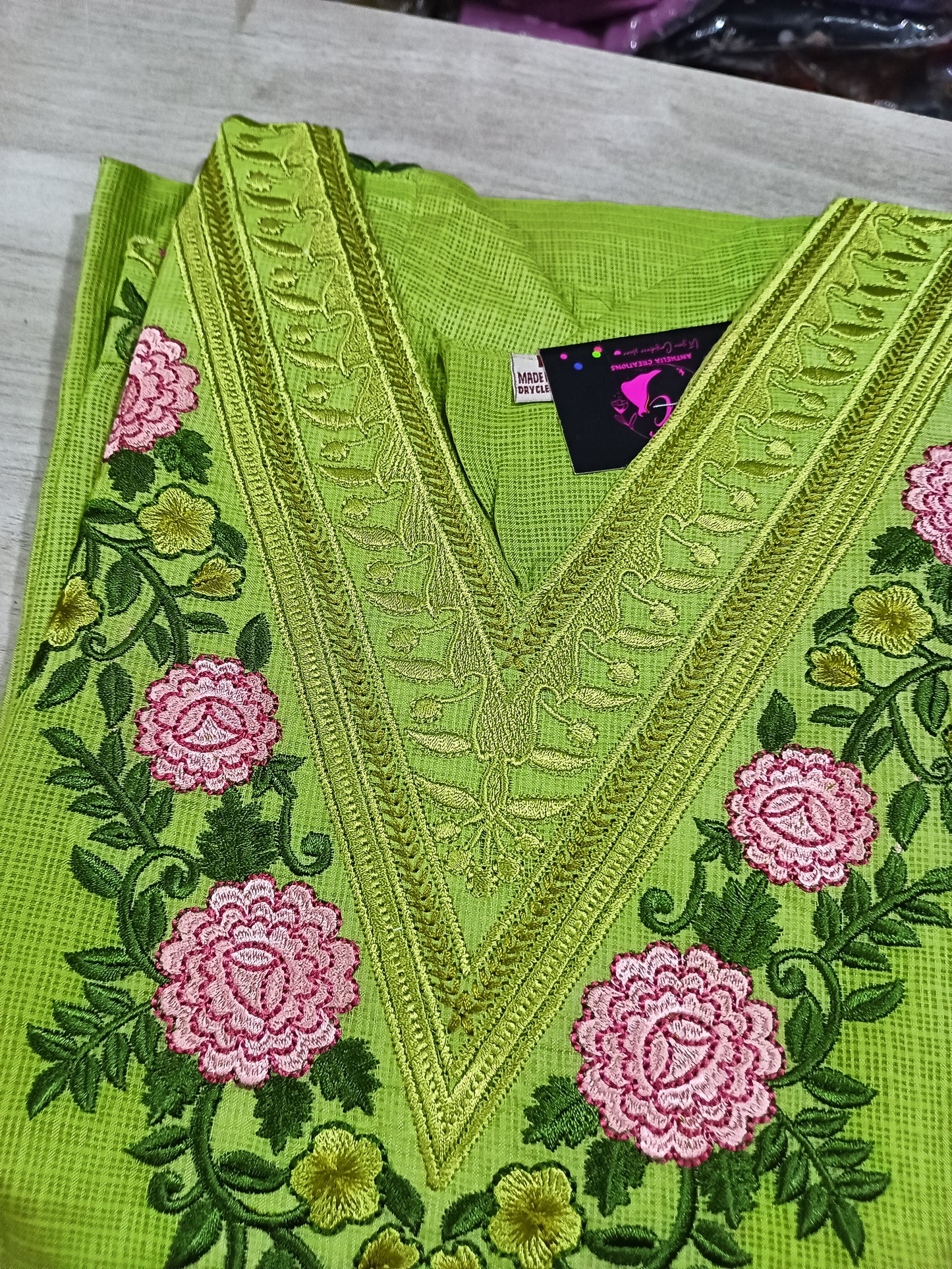 Elegant Kota Kurta Pant with dupatta 100% Cotton Green