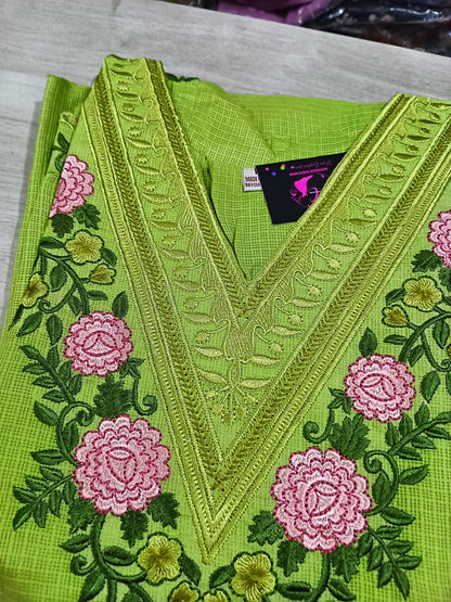 Elegant Kota Kurta Pant with dupatta 100% Cotton Green