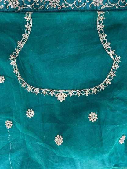 Embroidered Bridal Lehenga Set Green Colour