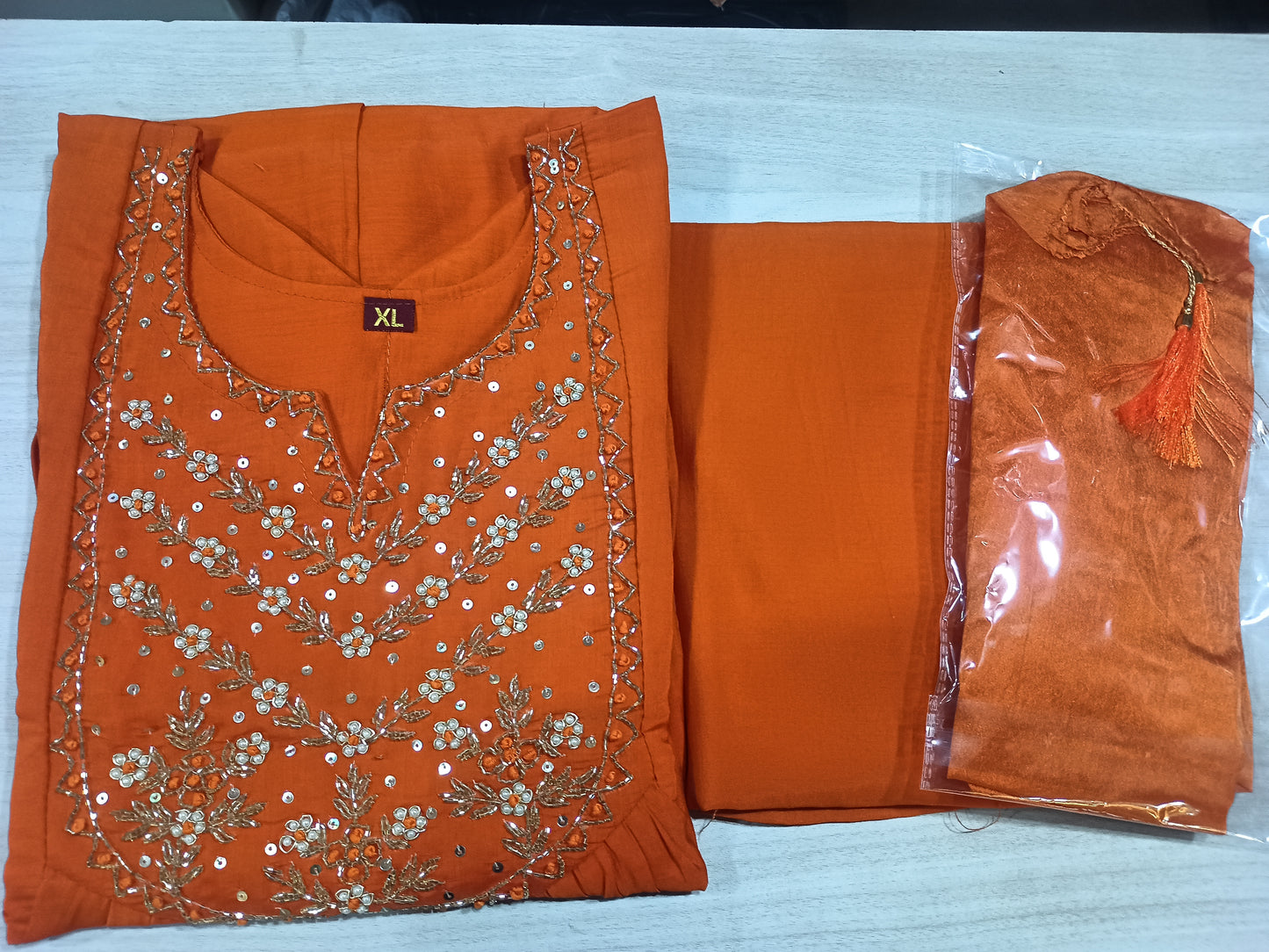 Elegant Mul Chanderi Kurta Pant Set
