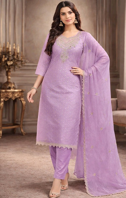 Lavender Color Elegant Kurta Pant with dupatta