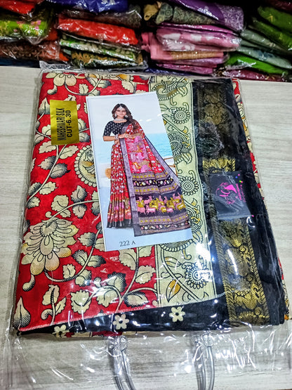 Maheshwari Silk Saree with Kalamkari Prints