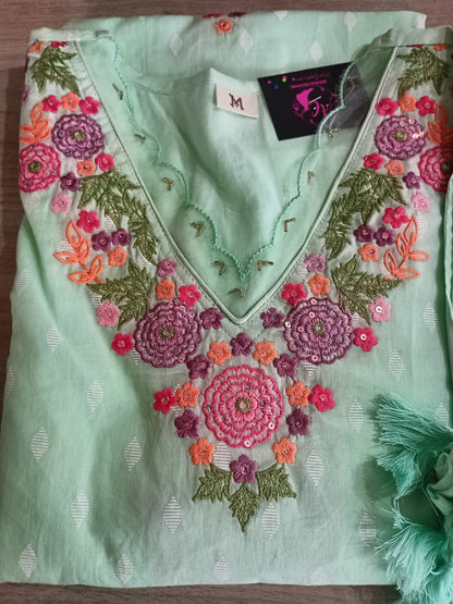 Pure Mul Cotton Kurta Pant Set with Duppata