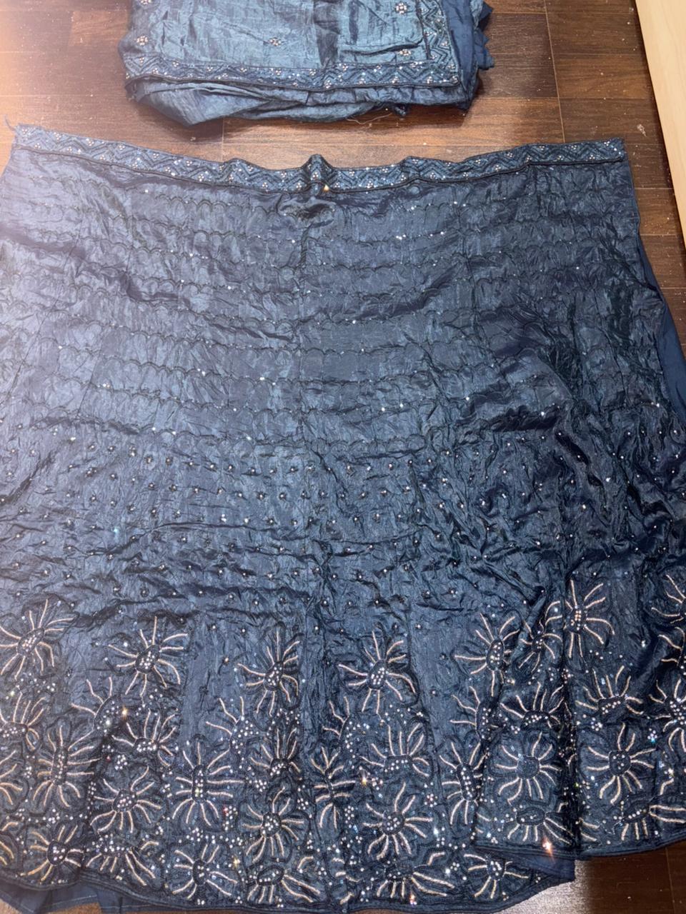Embroidered Bridal Lehenga Set Blue Colour