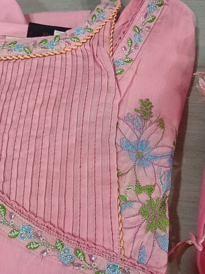 Pure Mul Cotton Kurta Pant Set with Duppata Pink Colour Masaba